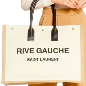 Rive Gauche Linen & Leather Tote Large